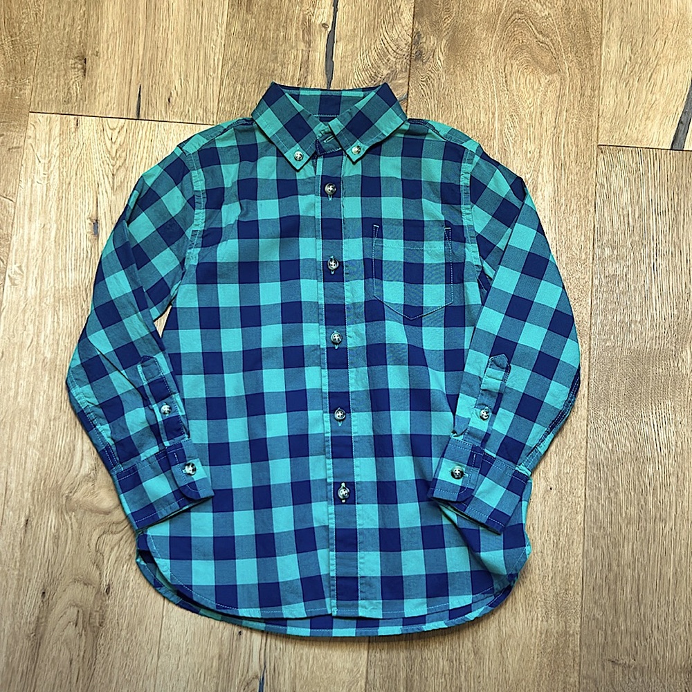Crewcuts button down shirt green/blue size 4